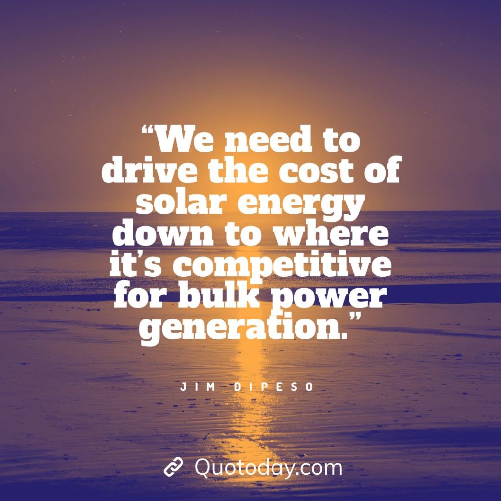 15. “We need to drive the cost of solar energy down to where it’s competitive for bulk power generation.” — Jim Dipeso