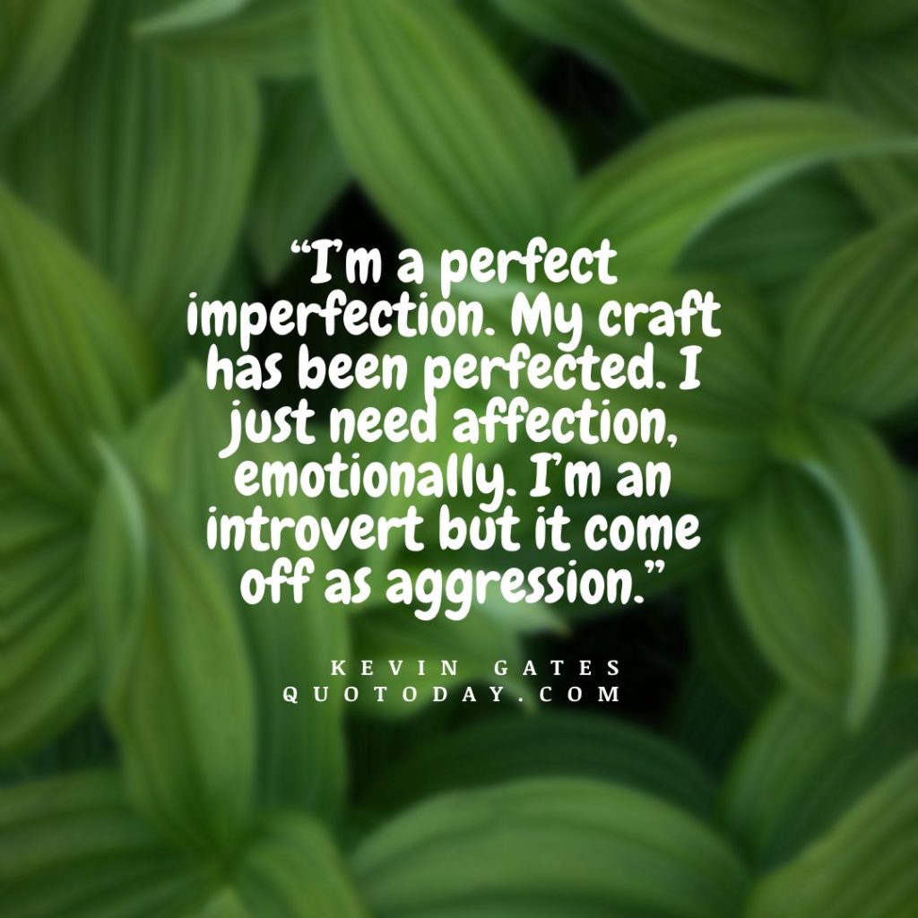 2. “I’m a perfect imperfection. My craft has been perfected. I just need affection, emotionally. I’m an introvert but it come off as aggression.” – Kevin Gates