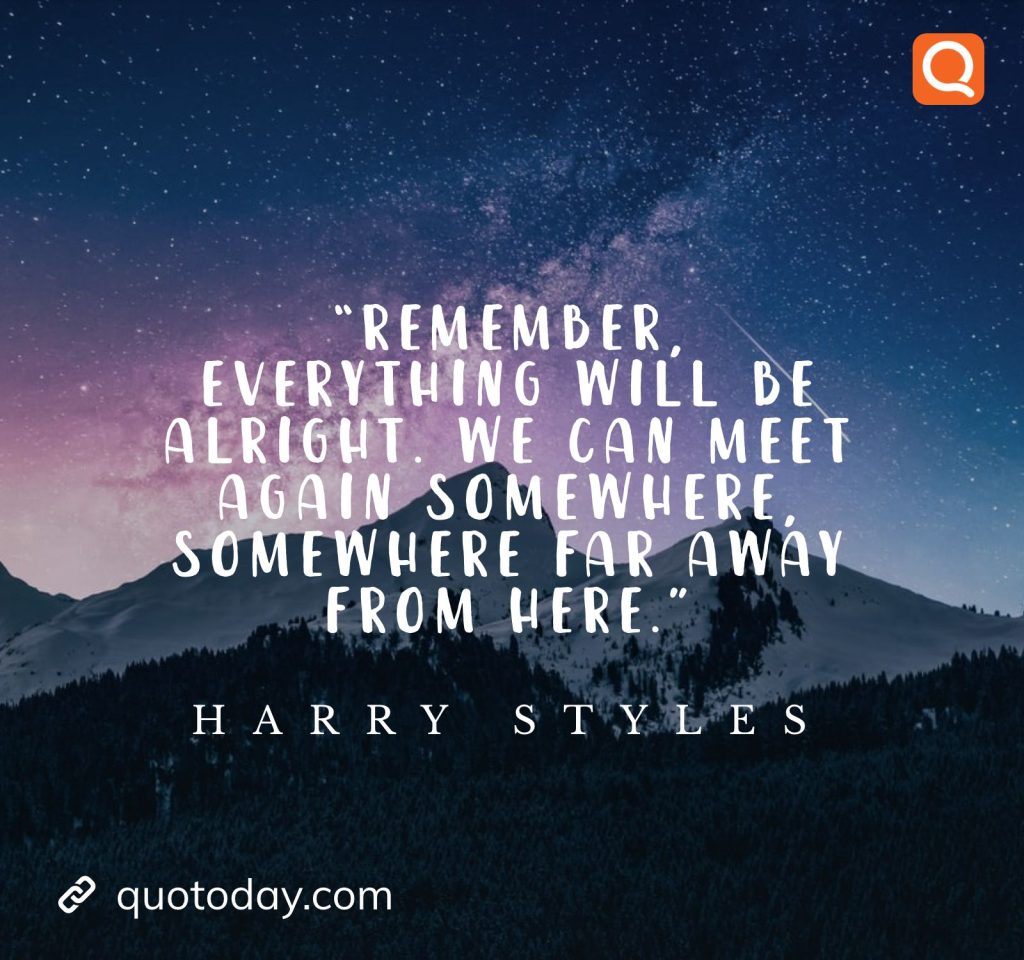 15. “Remember, everything will be alright. We can meet again somewhere, somewhere far away from here."- Harry Styles