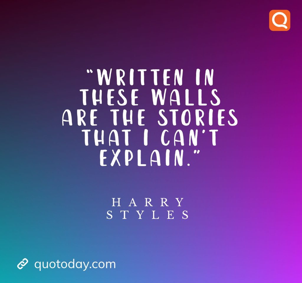 16. “Written in these walls are the stories that I can't explain.”- Harry Styles