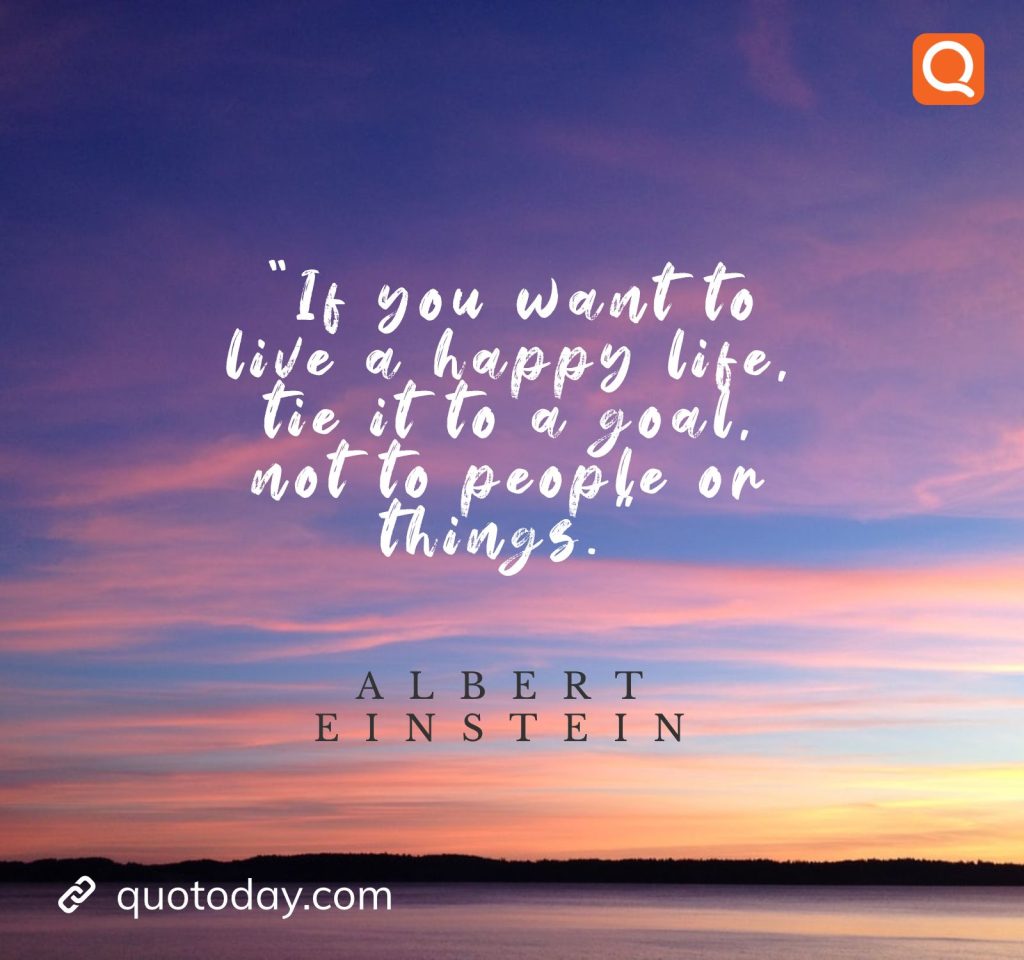 20. “If you want to live a happy life, tie it to a goal, not to people or things.”– Albert Einstein - quotes for coolers