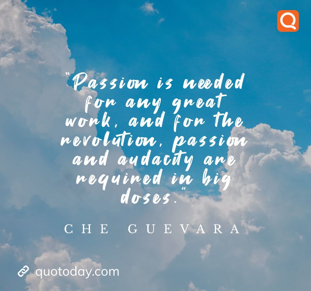 21. “Passion is needed for any great work, and for the revolution, passion and audacity are required in big doses.”  - Che Guevara