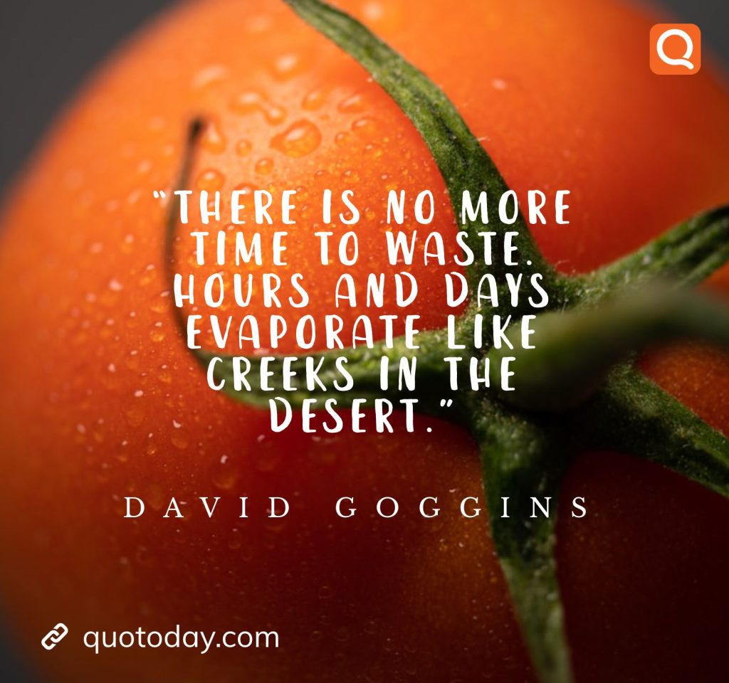 24. “There is no more time to waste. Hours and days evaporate like creeks in the desert.” ― David Goggins