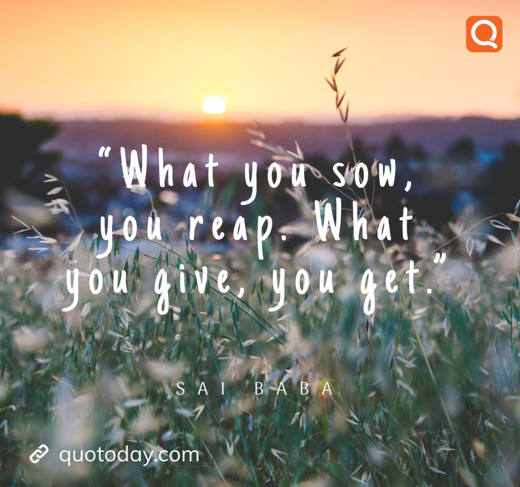 28. “What you sow, you reap. What you give, you get.” -  Sai Baba quotes