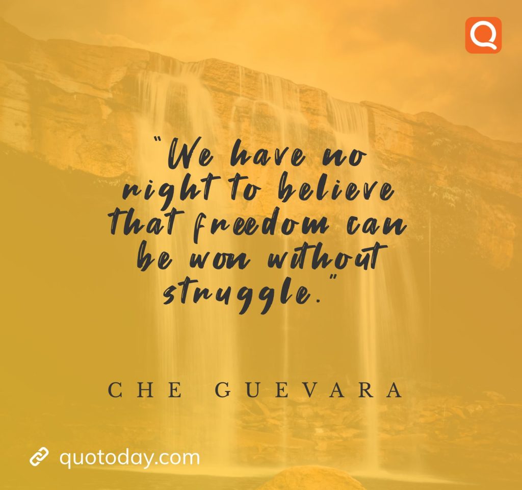 3. “We have no right to believe that freedom can be won without struggle.”  - Che Guevara