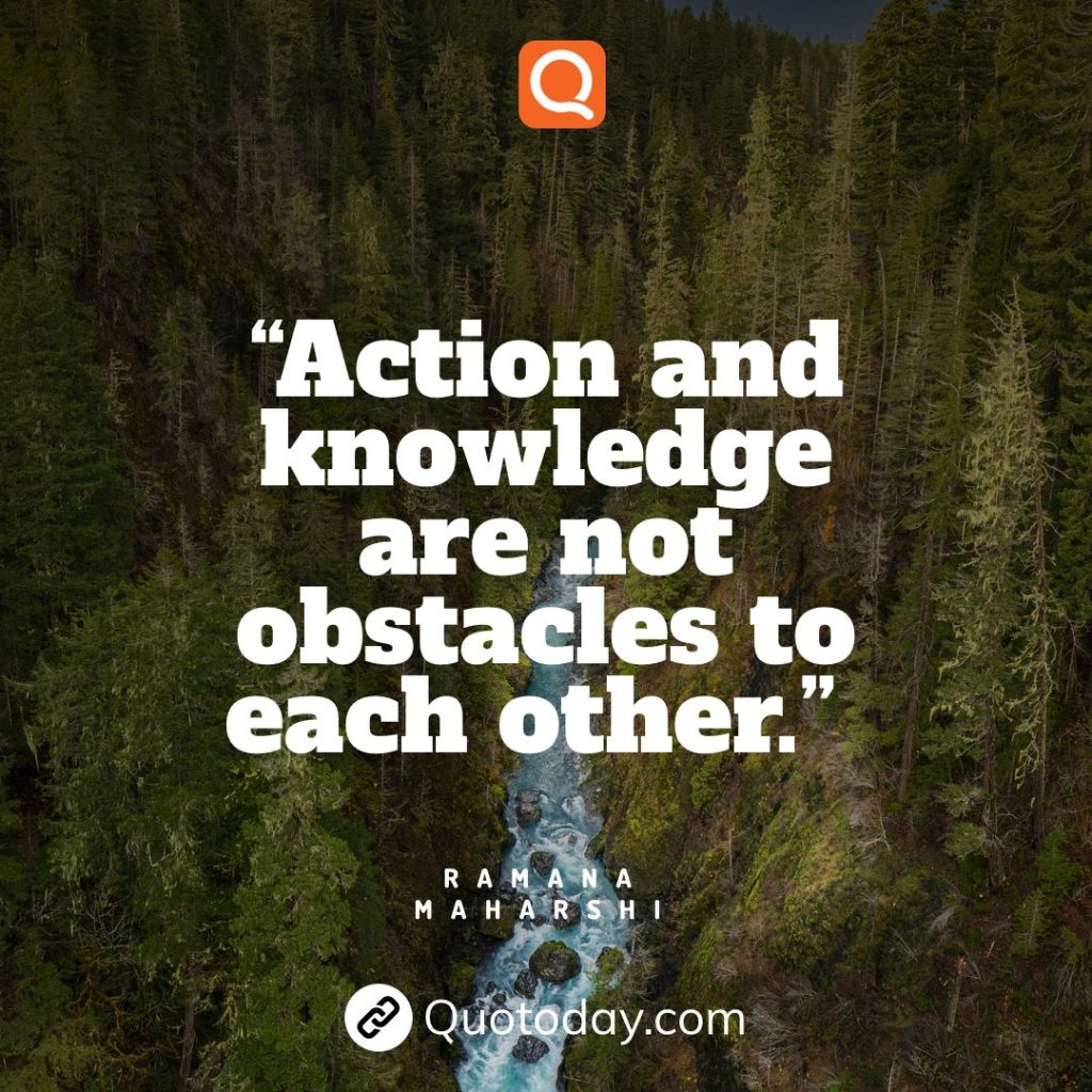 8. “Action and knowledge are not obstacles to each other.” —Ramana Maharshi