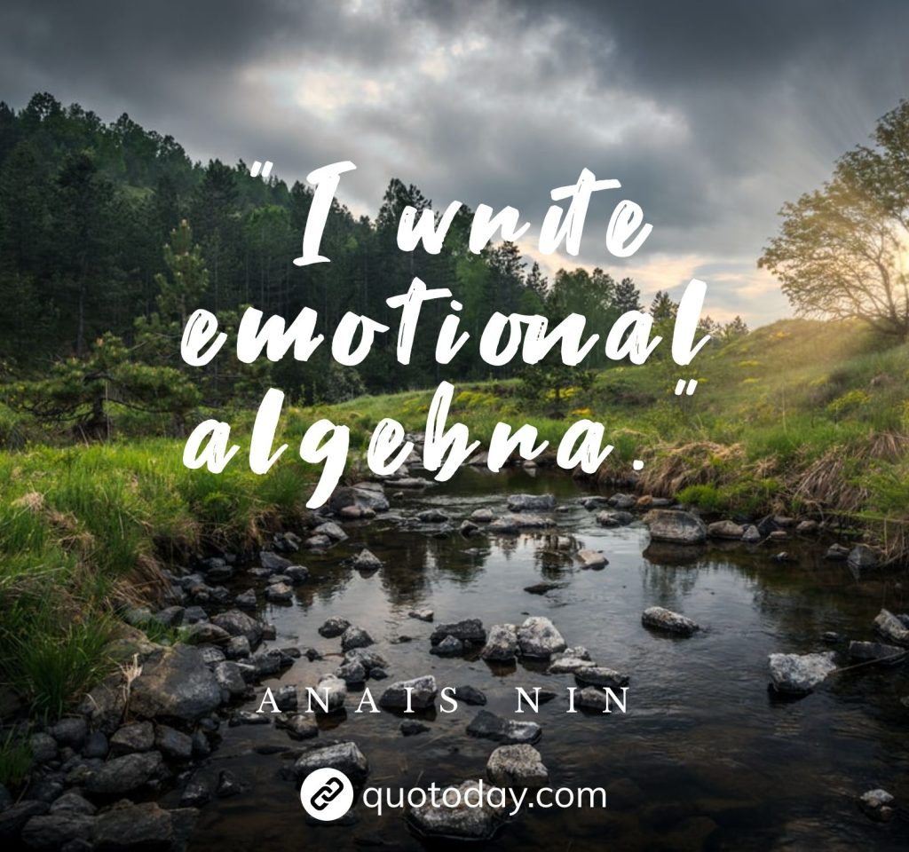 "I write emotional algebra."  – Anais Nin