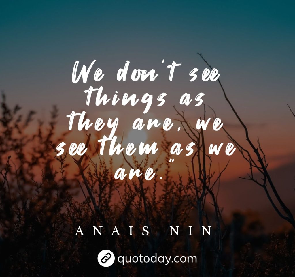 We don't see things as they are, we see them as we are."  – Anais Nin